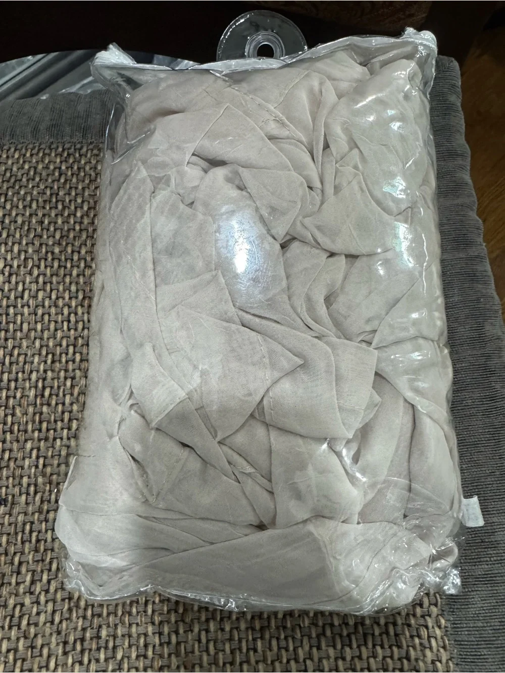 Crushed Voile Sheer Scarf Valance -beige 50x216